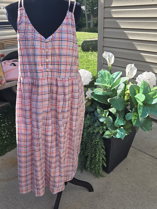 LOFT Dresses & Skirts - LOFT Pink Plaid Button-Front Maxi Sundress